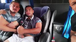 bastard inside the bus tells me to suck his dick until i come and we give a white kiss