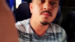 bastard inside the bus tells me to suck his dick until i come and we give a white kiss