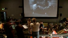 ”Slave anal fucked in public theater”