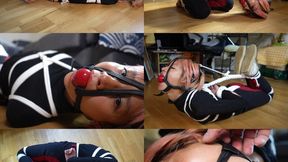 Young submissive Chinese girl in strict frog tie and hogtie (mp4)