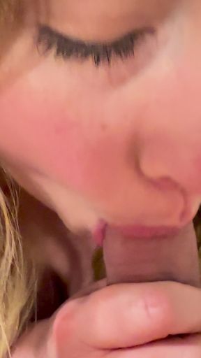 ASMR Close up: sensual blowjob and frenulum licking with cumshot