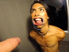 Extreme Asian ladyboy pissing and deepthroat blowjob