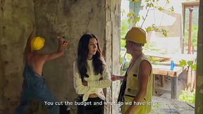 Three workers persuade a fragile inspector to fuck. Katty West service DisDiger, Falcon Al and Kit Belove