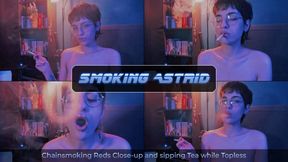 Chainsmoking Reds Close-up and sipping Tea while Topless | Astrid ASMR