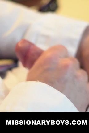 Missionary boys. Bishop Angus and Elder Jordan stroking their hard dicks for each other