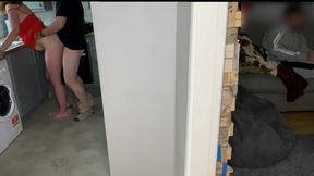 Friend fuck me in the kitchen while my husband play games