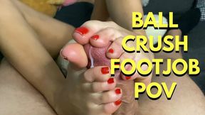 Ball Crush Footjob POV