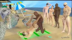 Big Black Cock Meets Pale Ass in Steamy Beach Anal Action Under the Sun