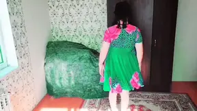 Green Dress As a Christmas Tree Sexy Ladyboy Dress Hot Bubble Butt Big Ass Fit Slim Femboy Shemale Trans Model