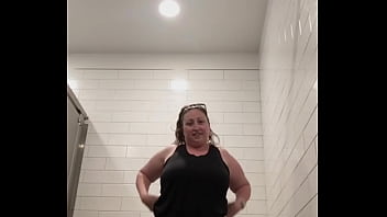 Curvy MILF in Public Toilets Horny in Cotton Panties