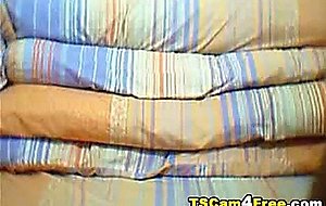 Beautiful tranny jacks off