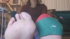 Just got home after 6 hr road trip..my socks are soggy my feet are sexy so time to beat him senseless for the funk [voice over]