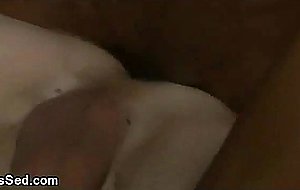 Black tranny in stockings fucks tied up guy