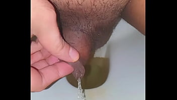 Super Hot Shemale Cums and Start Peeing from her micro penis