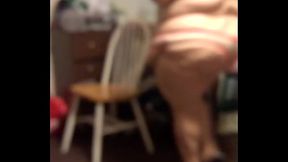 Amber crider walks around in peach colored panties