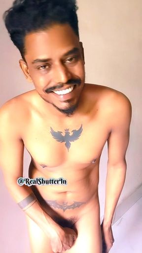 Teasing and stroking inside briefs