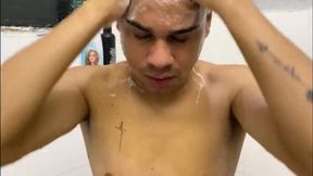 Twink solo bath mess stunned by BBC wrecked straight boy ruined