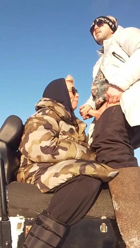 We Rode a Snowmobile with My Stepmom and Decided to Have Sex, Cum Inside