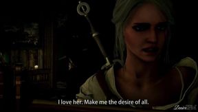 Ciri’s slutty gangbang with futa triss yennefer throat fucked raw