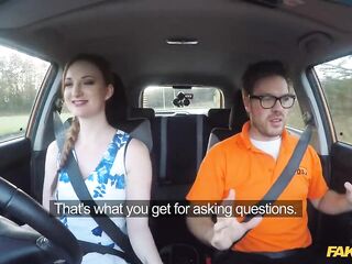 Fake Driving School - Sexy Redheads Messy Secret: Outdoor Blowjobs and Large Melons Worship