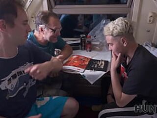 HUNT4K. Hot fuck with a redhead in a train. Hot sex with Mia Murkovski