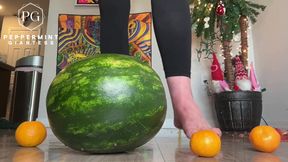 67 Giantess Size 16 Slo-mo Feet Crush Slow Motion Oranges &amp; Watermelon Destruction