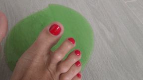 green snot under my bare feet d