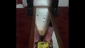 bisexual crossdresser mark wright stands over a mirror lifts up his dress puts his hand down his girllie thongs pulls his cock and balls out then shoots a cumshot all over the mirror