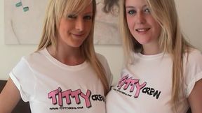 Two Blondes Kiss and Tease Big Tits Together