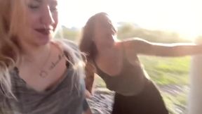 2 Hot Girls Fuck Each Other In Public Place With Bella Mur