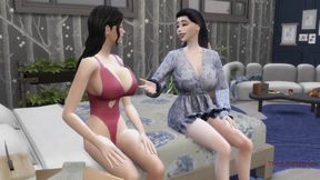 Asian Stepmom Helps Her Asian Stepdaughter Get Some Sexual Relief By Fucking Her