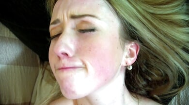 Blonde 18-year-old newcomer arrives for her first casting and gives an intense blowjob with facial