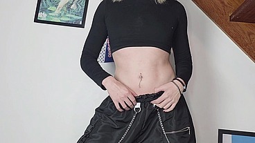 Femboy with sexy belly and navel Piercing rides a BBC