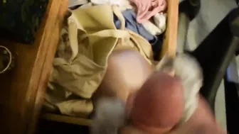 Twink jerks off in panties and cums on bra