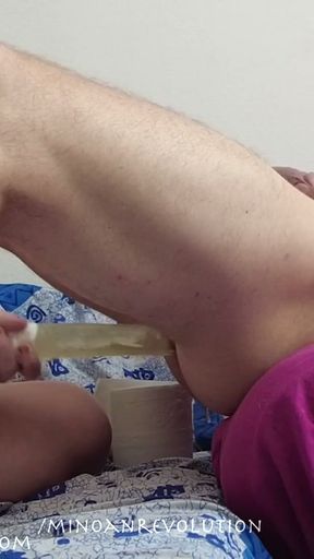 16inches anal dildo - fast deep belly bulge - skinny petite mistress reaching sweet orgasms while fucking his ass&hellip;   Clip 2