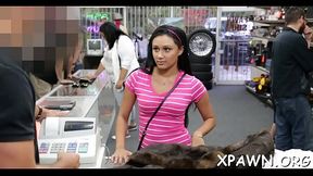 Big meat stick is drilling a excited non-professional in the store