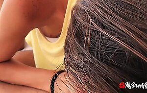 Mysweetapple, hotel sex with a creampie and a facial