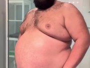 Chubby bear in swimsuit