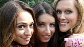 ”LICENSED TO LICK - Sara Luvv Lesbian 3Way In Woods”