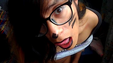 Halloween slut play with her ass
