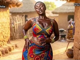 ebony black afro ( AI Generated ) village domina, a nigerian, Ghanaian origin banged raw out of cock rubber by an attractive kenyan tourist with his large erected rod, cum discharged on her curvy body
