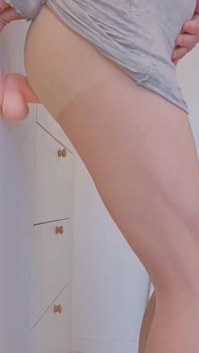 Powerful moment from "Testing a huge dildo I got as a gift! I moaned loudly when I got penetrated by it in a standing doggy"