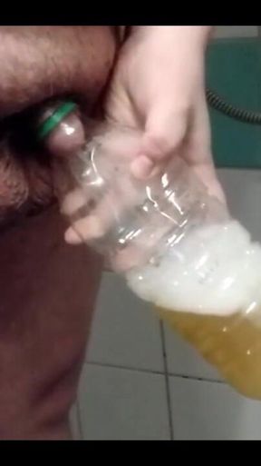 Superchub Pissing in Bottle