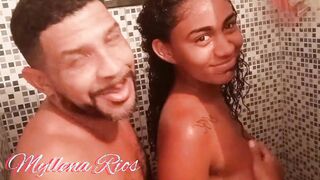 Fiery Bahian step-daughter give Uncle Ogro fellatio inside the restroom