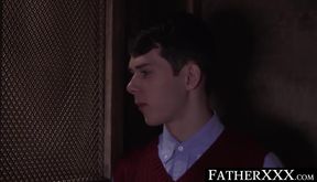 Daddy allures twink into hard prohibited church barebacking