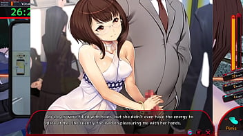 Perverted chikan man jerks off teen girl's cute hentai body