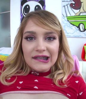 Anastasia Knight winks at camera while showing off her tight asshole