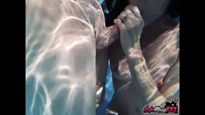 MILF goddess Sofie Marie gets creampied in outdoor pool