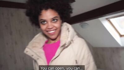 Public Agent Brazilian girl needs cash outdoors blowjob and POV hardcore sex with sexy black girl