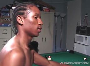 Black hunks fucking each other on billiard table